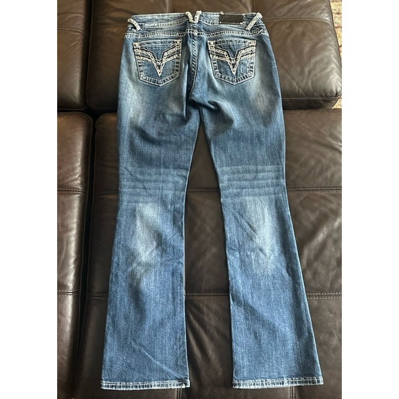Vigoss The Chelsea Slim Boot 7/8 33 Long Denim Jeans Medium Wash Distressed - Picture 12 of 16